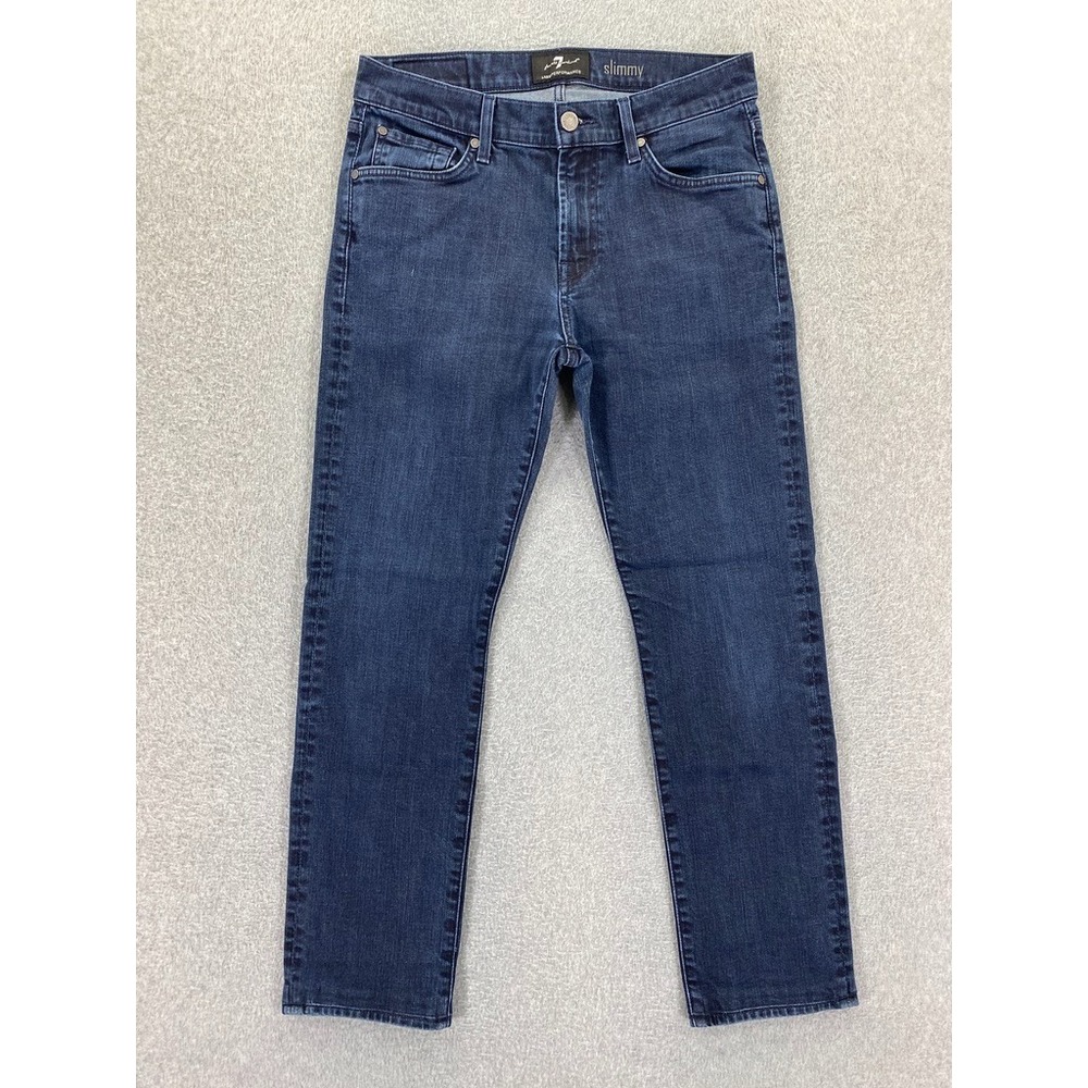 7 For All Mankind Slimmy Jeans Mens 32 Blue Luxe Performance‎ Stretch Designer